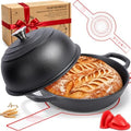 Cast Iron Dutch Oven for Bread Baking, 5.5QT Pre-Seasoned Bread Oven Set by Jalarox