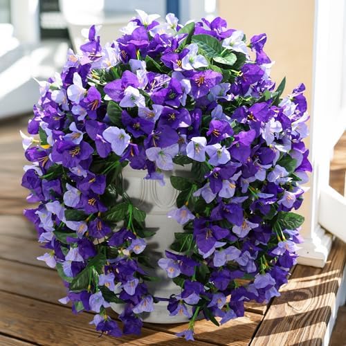 Faux Bougainvillea Artificial Flowers Plants for Outdoor Outside Decoration, 2pcs Fake Flowers Silk Long Trailing Vines UV Resistant Realistic Faux Flowers for Front Door Porch Planter Urn Yard, Mix by INSPRING