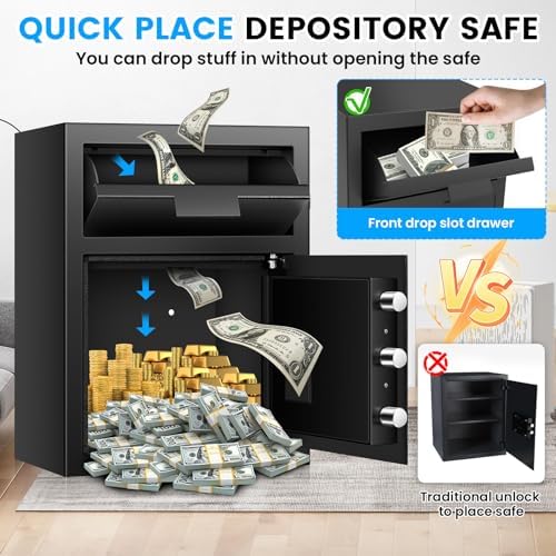 2.6 Cub Drop Safe for Business, Anti-theft Quick Place Safe with Drop Slot - Image 3