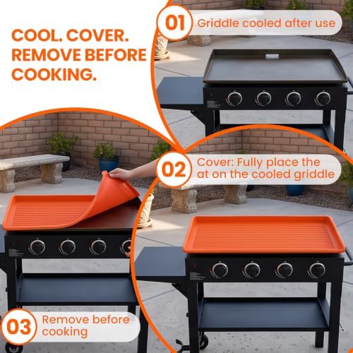 Silicone Griddle Cover Mat for Blackstone 36in, Raised-Edge Orange - Image 6