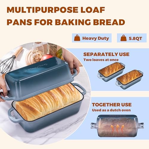 Cast Iron Loaf Pan with Lid, 11x5 Inch 5.8 Qt Sourdough Pan - Image 6