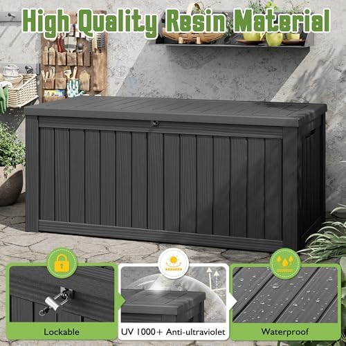 Outdoor Storage Waterproof Deck Box for Patio (150 Gallon, Black) - Image 3