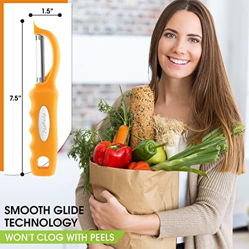 Spring Chef Swivel Potato Peeler for Kitchen w/ Soft Grip Handle, Mango - Image 4