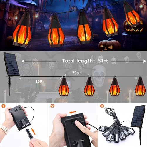 Solar String Lights for Outside, 21Ft Solar Patio Light with 10 Flickering - Image 5