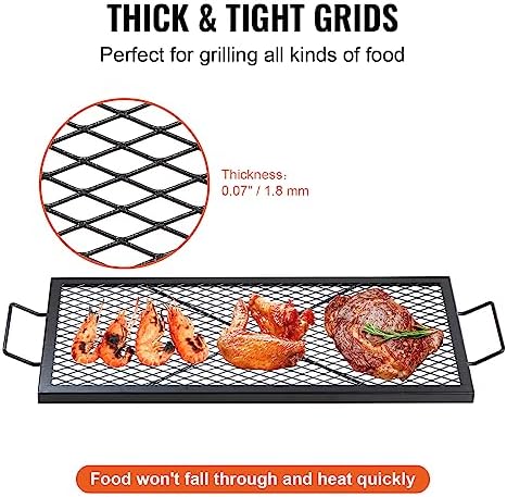 VEVOR X-Marks Fire Pit Grill Grate, Rectangle Cooking Grate, Heavy Duty Steel Campfire BBQ Grill Grid with Handle & Support X Wire, Portable Camping Cookware for Outside Party Gathering, 32 Inch Black - Image 4