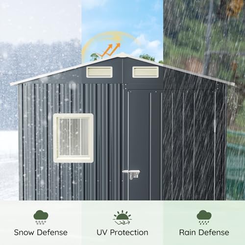 6 x 4 FT Metal Storage Shed for Backyard,Nightblue - Image 7