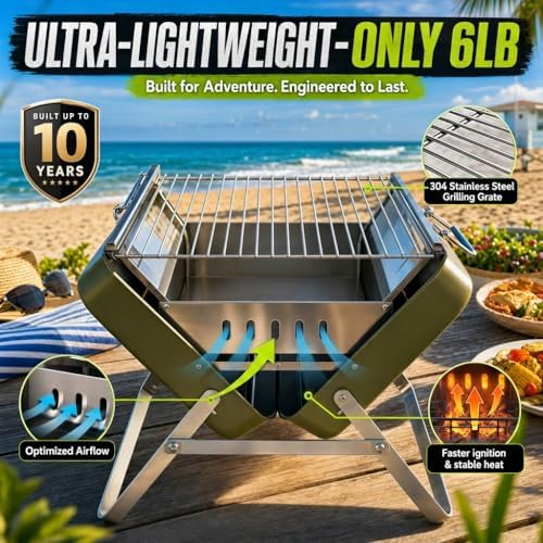 Ranger Plus Portable Charcoal Grill, Large Folding Camping BBQ - Image 4