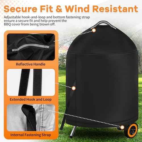 i COVER Grill Cover for Weber 22 Inch Charcoal Kettle- Waterproof BBQ Cover for Weber Char-Broil 22 Inch Charcoal Kettle Grills,Barbecue Cover Kettle Grill Cover for Outdoor Grills - Image 4
