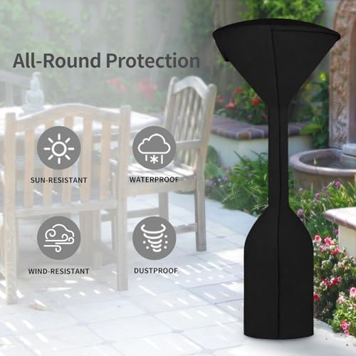 Easy-Going Stand-Up Patio Heater Cover, 95"H x 34"D x 19"B, Black - Image 7