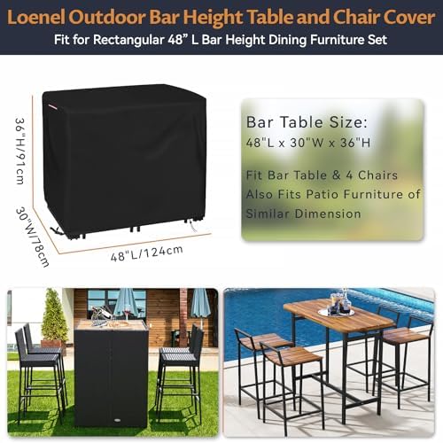 Waterproof Outdoor Bar Height Table Cover, 48"L x 30"W x 36"H - Image 3