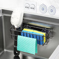 3-In-1 Sponge Holder for Kitchen Sink, 2 Type Suspension Options (Suction Cups & Adhesive Hook), Hanging Sink Caddy Organizer Rack - Sponge, Dish Cloth, Brush, Scrubber, 304 Stainless Steel - Black by MakeLifeBetterEasier