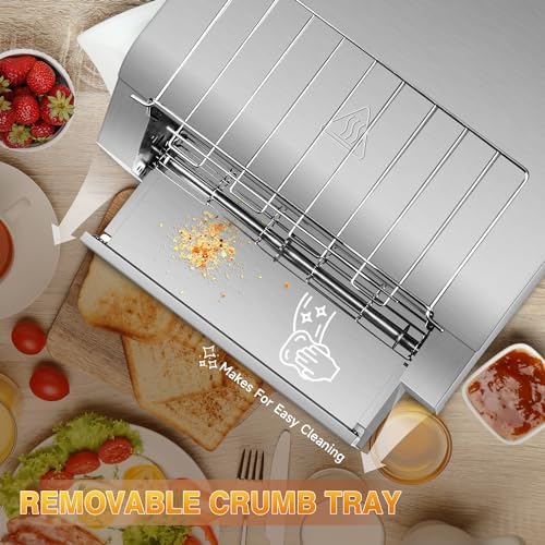 SUCICENI Commercial Conveyor Toaster 450 Slices/H Industrial Toasters 3 Slice at Time 2600W Bun Toasters with Dual Heating Tube for Bagel Bread Croissant Waffle Bakery Restaurant Cafe (450 slice/Hour) - Image 7