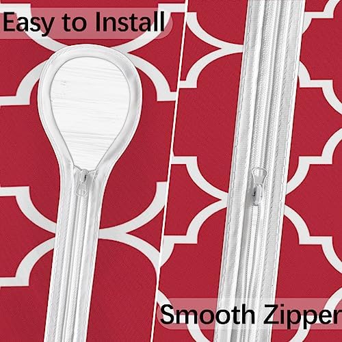 Round Tablecloth with Umbrella Hole and Zipper Moroccan Pattern Outdoor Elastic Fitted Table Cloth 36"-44" Oil-Proof Waterproof Burgundy Red Patio Table Cover for Picnic Party - Image 3