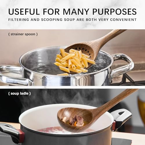 Wooden Spoons for Cooking, 8-Piece Acacia Wood Cooking Utensil Set - Image 5