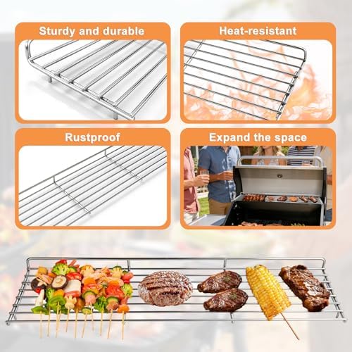 Warming Rack for Captiva Designs 4-Burner Propane Gas BBQ Grill with Side Burner Replacement Parts Hanging Rack for Captiva Designs Grill Accessories Upper Rack, Stainless Steel Cooling Rack, 1PC - Image 4