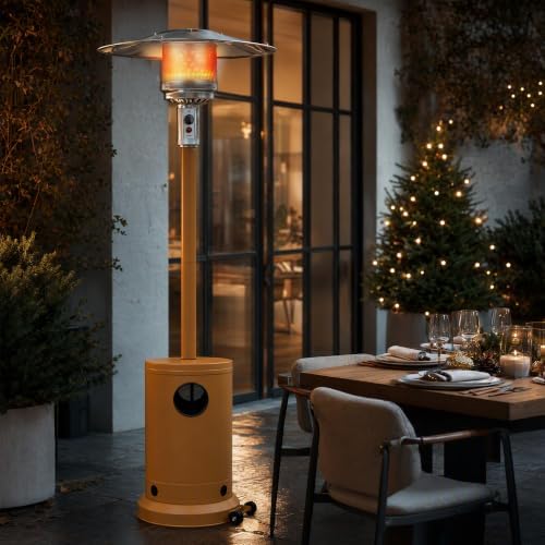 Khaki 50,000 BTU Propane Patio Heater with Rain Cover, Multiple Color Available, Outdoor Heater with Weighted Base, Adjustable Heat Control & Safety Shut-Off for Patio & Restaurant - Image 2