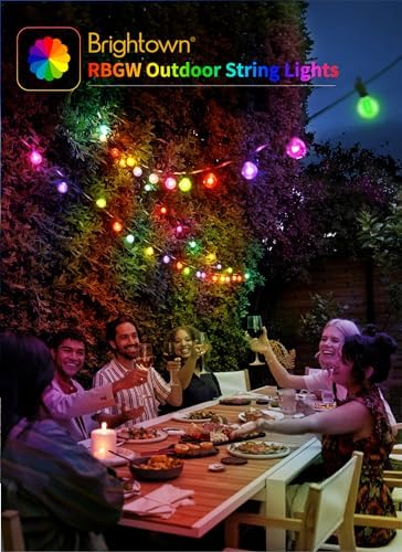 Brightown Outdoor String Lights 58 Feet G40 LED Patio Lights, RGB, Remote - Image 7
