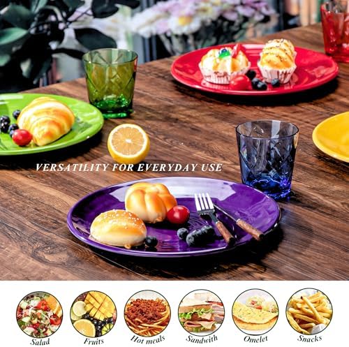 11-Inch Melamine Plates (Set of 6) - Unbreakable and Reusable Plastic Dinnerware with Ceramic Feel, Stackable and Dishwasher-Safe - Versatile for All Meals (Multicolor) - Image 6