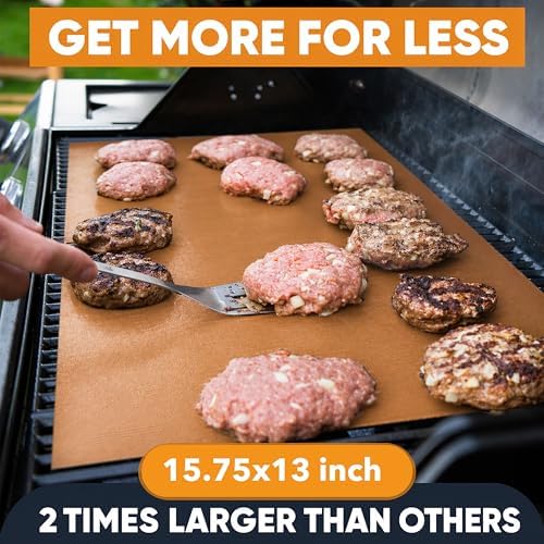 BBQ Copper Grill Mats for Outdoor Grill Mat (5 Pack) 100% Non-Stick Heat-Resistant Grilling Mats for Outdoor Grill, Reusable Grill Topper, Easy Clean BBQ Accessories for Outdoor Grill Cooking Mat - Image 6