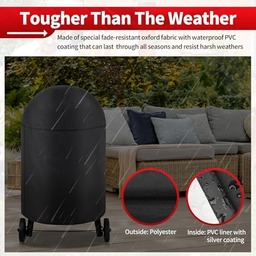 NEXCOVER Round Grill Cover - 40” Dia by 34”H BBQ Cover, Dome Smoker Cover, Waterproof &UV Resistant Barbeque Grill Cover for Outdoor Grill, Compatible for Char-Griller Akorn Kamado Grills - Image 5