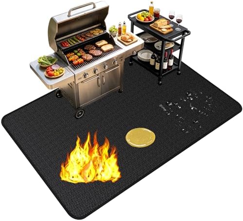 76" x 52" Large Under Grill Mats for Outdoor Grill, Double-Sided Fireproof for Deck & Patio, Waterproof Oil-Proof Non-Slip Rubber Mat for BBQ, Fire Pit – Heavy Duty Grill Accessories by Unknown