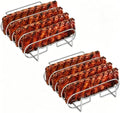 Rib Rack for Smoking –Rib Racks for Grilling and Smoking for 4 Full Racks of Ribs– Fits 18" Smoker, Weber, Kamado, Traeger – BBQ Grill Accessories for Men & Meat Lovers（11", Silver, 2 Pack） by Unknown