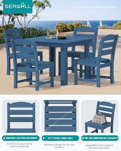 SERWALL HDPE Outdoor Square Dining Set for 4 - Image 3