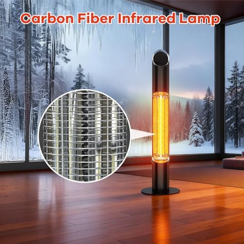Outdoor Electric Patio Heater, Portable Infrared Heater, Heaters for Outdoor/Indoor Use, Standing Heaters for Patio, Garage, Backyard, 1500W, Black - Image 3