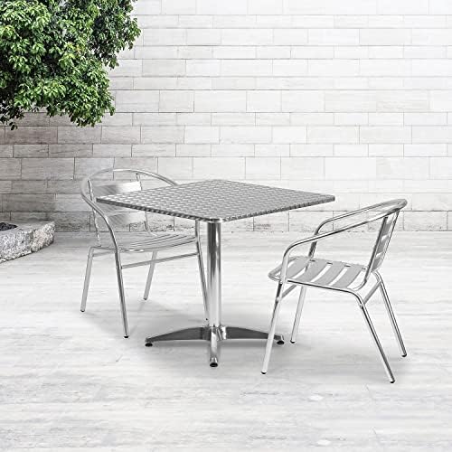 Flash Furniture 31.5 in Aluminum Indoor/Outdoor Square Table with Base - Image 2