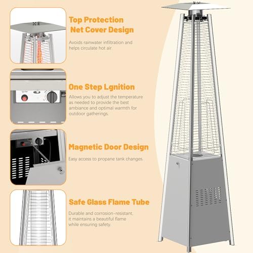 FOOWIN Patio Heater 48,000 BTU Outdoor Propane Heater with Wheels - Image 6