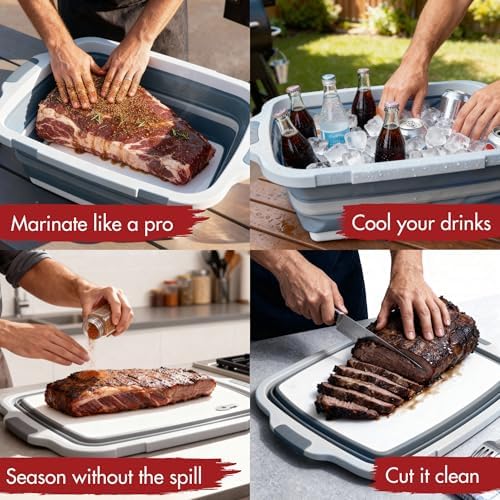 KITCHEN PERFECTION Collapsible XL Smoker & BBQ Prep Tub with Locking Lid - Image 5