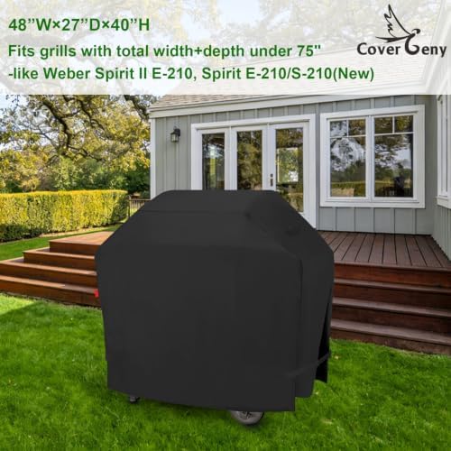 Outdoor Waterproof Small Grill Cover,Fits Weber 2025 2 & 3 Burner Spirit,Spirit II 200((II E-210) Series and Spirit 200 Series Gas Grills,Heavy Duty BBQ Cover 48",Compared to Weber 7138 - Image 2
