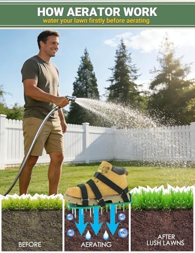 Lawn Aerator Shoes, Soil Aerator Grass Tool with Dual Hook & Loop Straps - Image 3