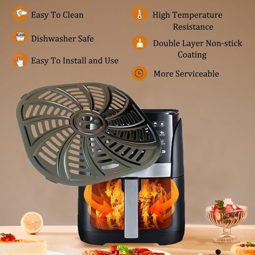 6QT Air Fryer Crisper Tray Plate for Gourmia GAF616 Air Fryers, Premium Double Layer Nonstick Coating Air Fryer Grill Plate Pan Rack Grate Shelf for 6QT Gourmia Air Fryer, Dishwasher Safe - Image 7