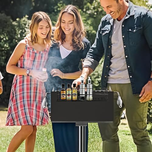 Linkidea BBQ Grill Spice Rack, Stainless Steel Clip-On Seasoning Holder for Charcoal Grills, No-Drill Grill Side Shelf Organizer for Sauces & Tools, Outdoor Cooking Accessory - Image 6