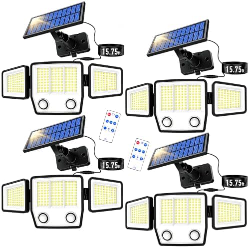 MDCMDCM Split Solar Lights Outdoor Waterproof with Dual Motion Sensors - 15.7ft Cable 3000LM Solar Security Light for Garden Patio Pathway Fence, IP65 Waterproof Solar Flood Lights for Outside by MDCMDCMSolarLightsOutdoor