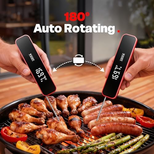 0.3 Sec Instant Read Meat Thermometer Digital for Grilling, Red - Image 3