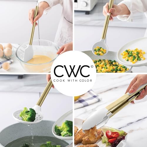 COOK WITH COLOR Silicone Cooking Utensils, Kitchen Utensil Set, Easy to Clean Silicone Kitchen Utensils, Cooking Utensils for Nonstick Cookware, Kitchen Gadgets Set with Holder, 11 Pieces - Image 3
