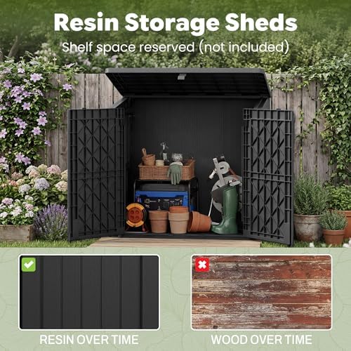 LHBcraft Waterproof Outdoor Storage Cabinet 36 Cu Ft, Portable Horizontal Resin Storage Shed for Backyards, Patios, Waterproof Outdoor Storage Box with Lockable Doors - Image 4