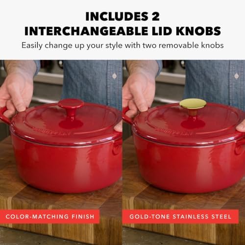 GreenPan x Bobby Flay 5.5QT Enameled Cast Iron Dutch Oven With Lid, Red - Image 2