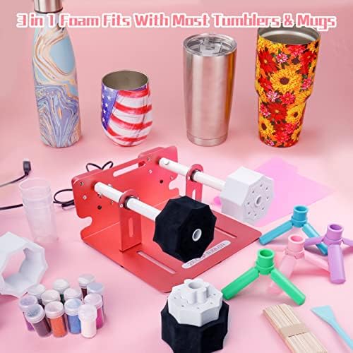 LFSUM 2X Double Cup Turner for Crafts Tumbler,Cup Turners for Tumblers, Cup Spinner Machine Kit,Tumbler Spinner for Epoxy,Glitter Epoxy Tumblers (Rose Gold) - Image 3