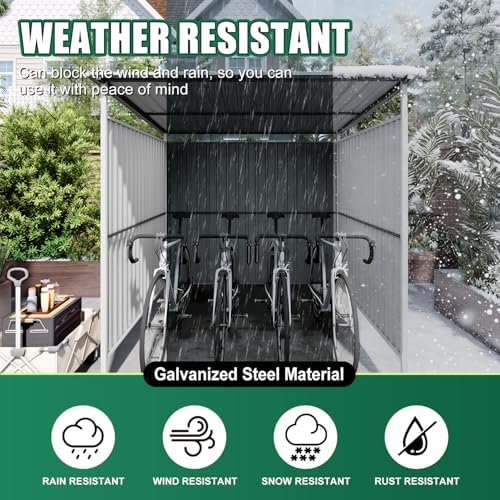 6x6FT Open Air Storage Shelter, Metal Outdoor Garden Shed, Doorless Patio Organizer for Bikes Motorcycle BBQ Tools Pet House Weather Resistant Backyard Storage Cover Canopy Utility Shelter - Image 6