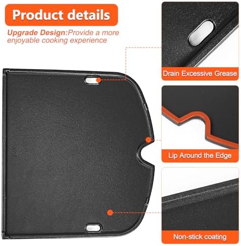 QuliMetal 7034 Cast Iron Griddle for Weber Traveler 9010001 Gas Grill - Image 4