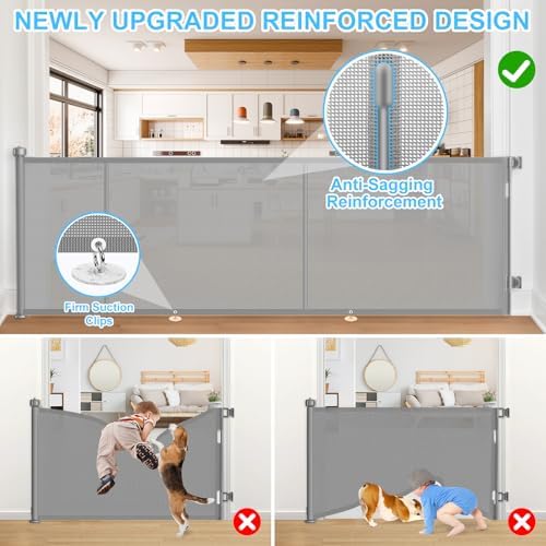 EZIGO 196 Inch Retractable Baby Gates, 41 Inch Extra Tall Retractable Gate - Image 4