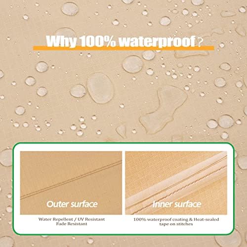 F&J Outdoors Patio Furniture Cover, Beige + Coffee, 126"W x 83"D x 27.5"H - Image 5
