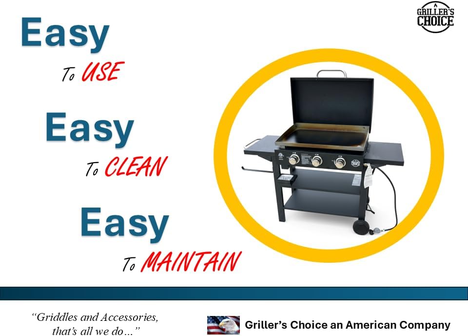 Griller's Choice Gas Griddle with Hinged Hood, Wind Guards, Front Grease Management, 4 Shelves, Propane Griddle for Flattop Grills Outdoor Cooking - Image 2