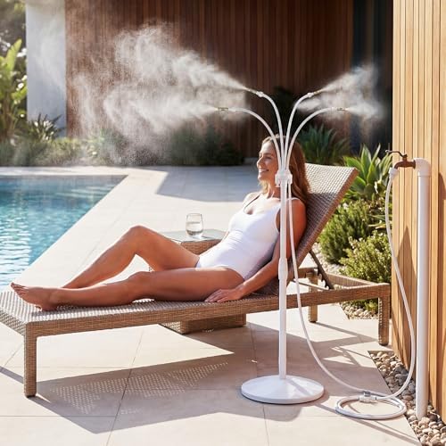 HOMENOTE Standing Misting Cooling System, Fillable Base, White by HOMENOTE