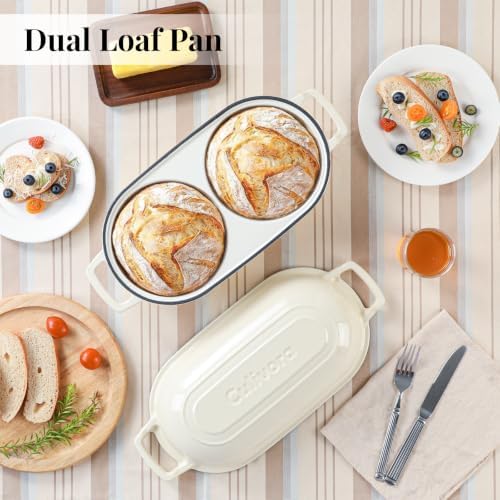 Cast Iron Double Dutch Oven, Mini Enamel Sourdough Bread Pan with Lid - Image 2