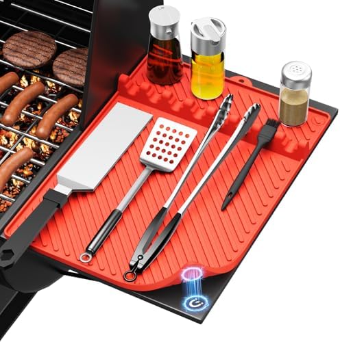 Silicone Griddle Mat for Blackstone - Magnetic Silicone Grill Tools Mat for Blackstone Accessories, Side Shelf Spatula Utensil Mats with Drip Pad for Outdoor BBQ Grill Kitchen Countertop (1-Pack) by Protebox