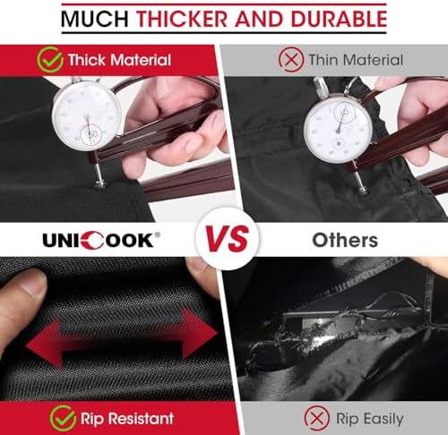 Unicook Heavy Duty Waterproof Grill Cover for Outdoor Grill 65 Inch, Black - Image 6